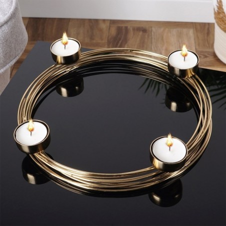 Kuldne metallist küünlajalg 4 küünlale 28x3,5 cm