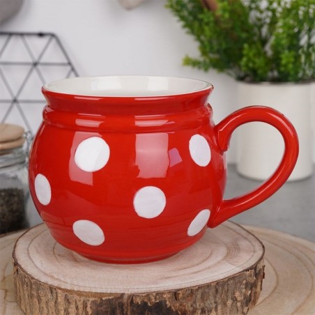 Keraamiline kruus punaste täppidega 950 ml