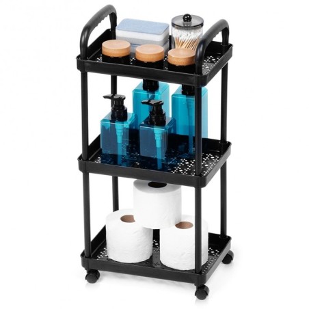 Ratastel riiul must 3-tasandiline 30x21x61 cm | FreshDesign.ee