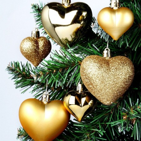 Purunemiskindlad jõulukaunistused südamed kuldsed 6,5/4,5 cm 16 tk.