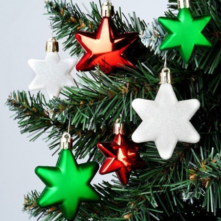 Purunematud jõuluehted tähed punane roheline valge 6/5 cm 16 tk.