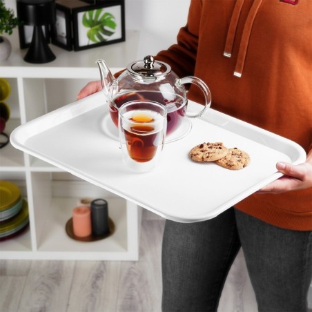 Plastikust serveerimisalus valge 45,5x35,5 cm