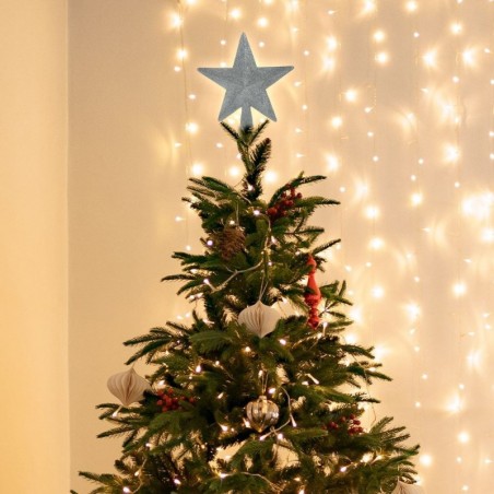 Purunemiskindel hõbe tähe jõulupuu ladvik 19 cm