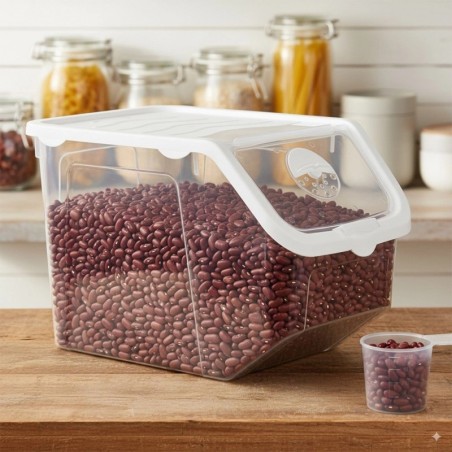 Köögivilja- ja puuviljamahuti kaanega, läbipaistev 12 liitrit