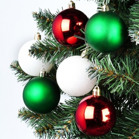 Purunematud jõulukaunistused punane roheline valge 6 cm 12 tk.