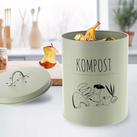 Köögikomposter süsinikfiltriga, metall, roheline ROHEKAS 8 liitrit