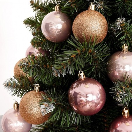 Jõulupuu ehted, roosad, purunemiskindlad, 6 cm, 12 tk.