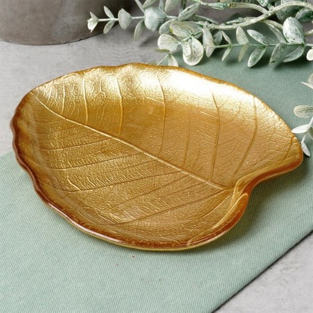 Klaasist serveerimistaldrik kuldleht 18x16 cm