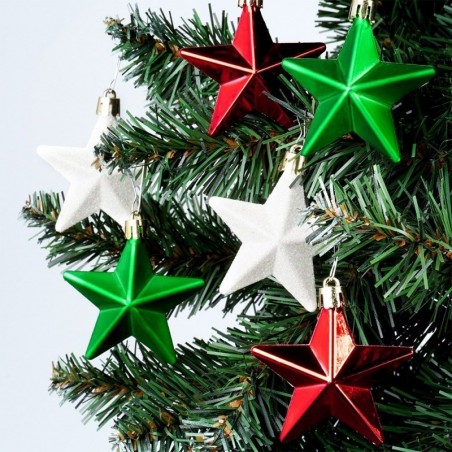 Purunematud jõuluehted tähed punane roheline valge 6,5 cm 8 tk.