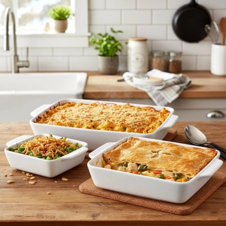 Valge keraamiline kuumakindel nõu 3 liitrit / 1, 5 liitrit / 500 ml 3 tk.