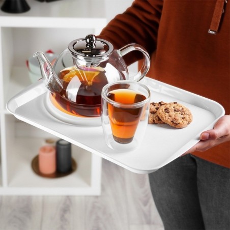 Plastikust serveerimisalus valge 35,5x27 cm