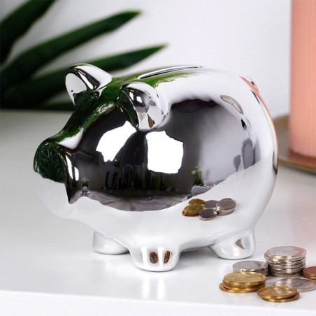 Keraamiline hoiupõrsas, hõbedane, peegelviimistlusega, 11,5 x 9 cm