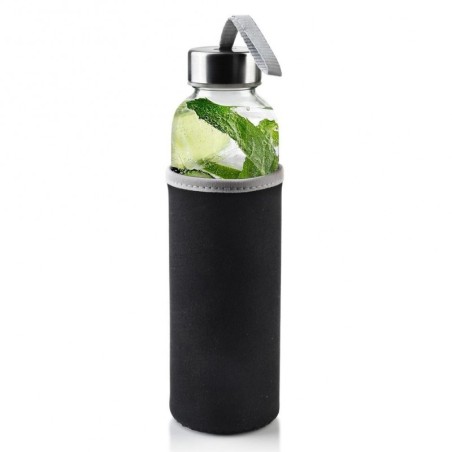 Klaasist veepudel kaanega, must, 490 ml | FreshDesign.ee