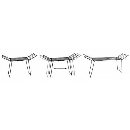 Riidekuivatusrest, seisev, pikendatav, rõdule, 27 meetrit, must