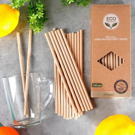 Ühekordsed paberist joogikõrred 19,5 cm 100 tk.