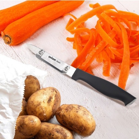 Koorimisnuga, puu- ja juurviljakoorija, vertikaalne, teras, 19 cm