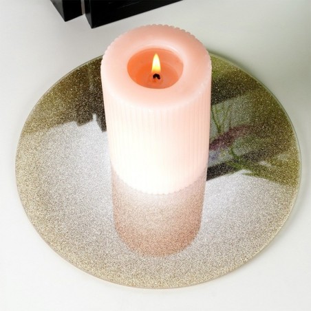 Dekoratiivsete küünlakompositsioonide alus, peegelklaas, glitter, 15 cm