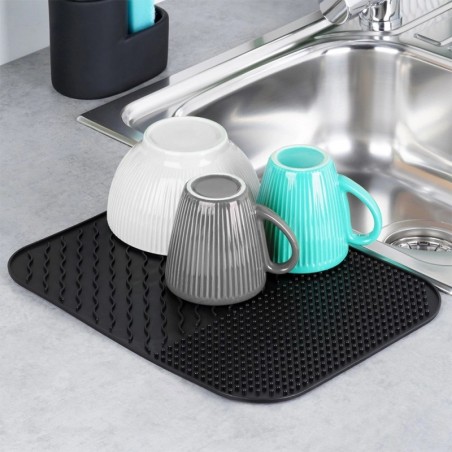 Silikoonist nõudekuivatusmatt, must, 34x26,5 cm