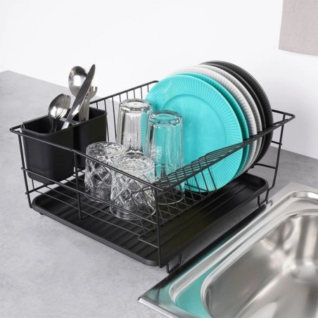 Nõudekuivatusrest, must, 40x33x17 cm