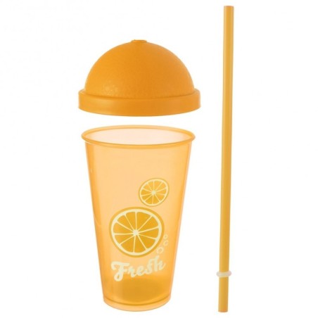 Plastikust tass kaane ja kõrrega 450 ml | FreshDesign.ee