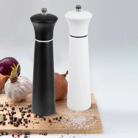 Valge puidust pipra- ja soolaveski, 21,5 cm