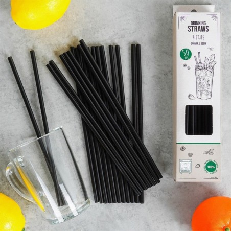 Joogikõrred must 22 cm 50 tk korduvkasutatavad