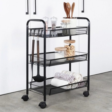 Mustast metallist 3 tasemega hoiukäru