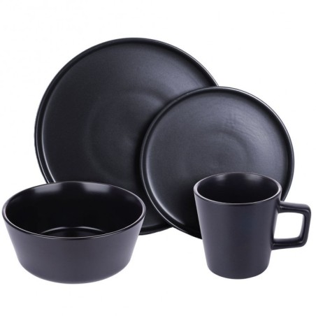 Nõude komplekt, keraamiline must, 4 inimesele 16 osaline
