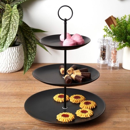 Serveerimisalus, portselan, must, 3-kordne