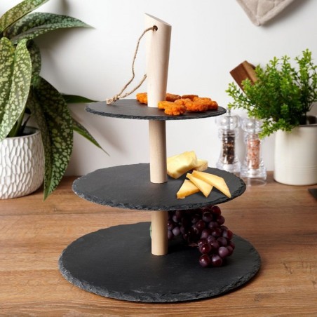 Serveerimisalus kivi ja puit, 3 korrust