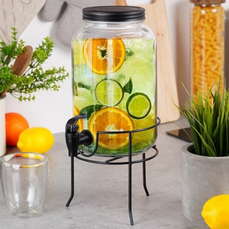 Kraaniga klaasist joogianum 3 l koos alusega, must