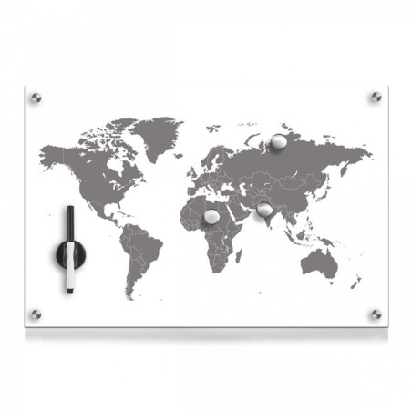Klaastahvel "Worldmap", 60x40 cm | FreshDesign.ee