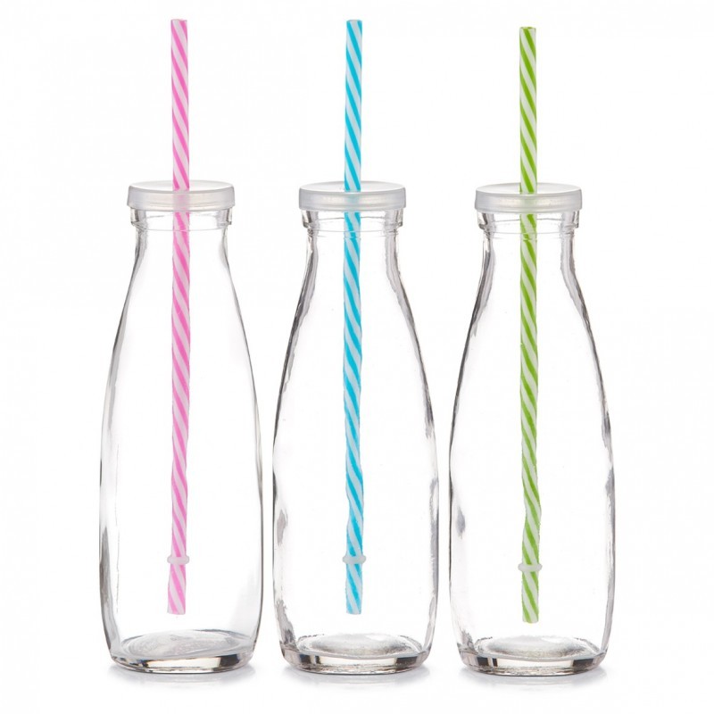 Klaaspudel kõrrega, 475ml | FreshDesign.ee