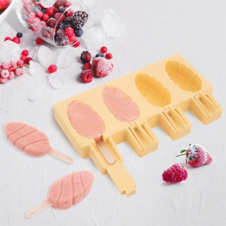 Kollase kaanega silikoonist jäätisevorm