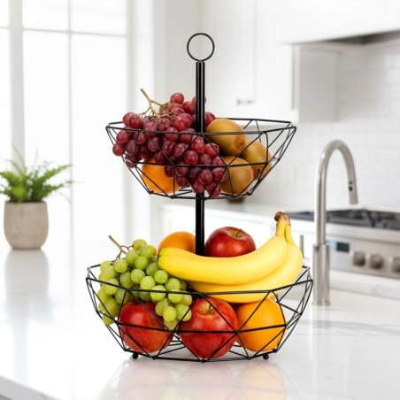 Must metallist puuviljakorv, 2 taset
