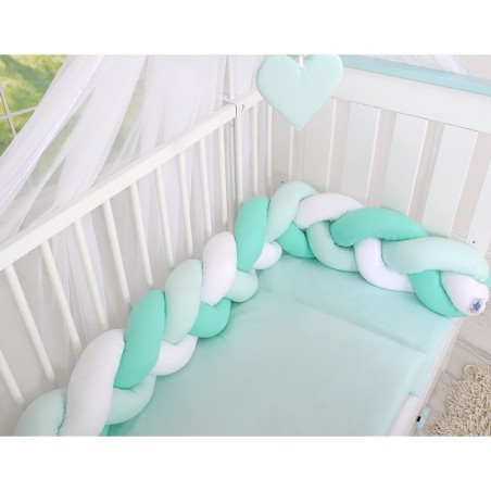 Punutud voodipehmendus 180 cm, valge/mint