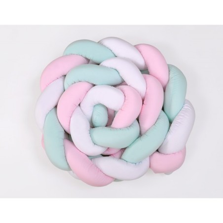 Punutud voodipehmendus XXL 360 cm, valge/mint/roosa