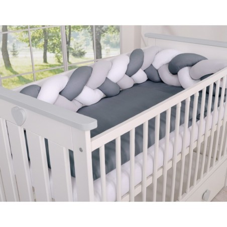 Punutud voodipehmendus 180 cm, hall/valge/antratsiit