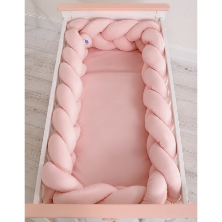 Punutud voodipehmendus XXL 360 cm, pastell roosa