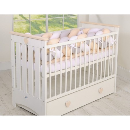 Punutud voodipehmendus XXL 360 cm, valge/hall/beež