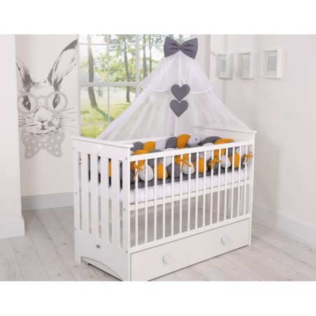 punutud voodipehmendus XXL 360 cm, sinepikollane/hall/antratsiit