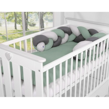 Punutud voodipehmendus 180 cm, pastell roheline/antratsiit/hall