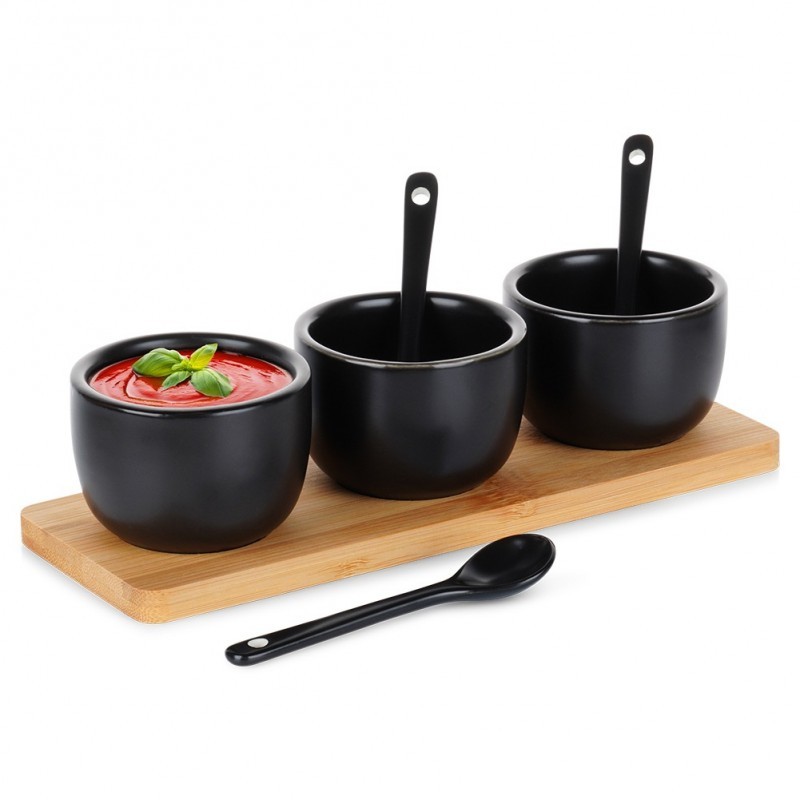 Keraamilised snäkikausid lusikaga, 90 ml, must | FreshDesign.ee