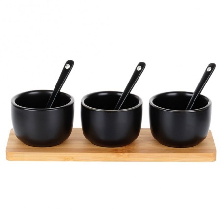 Keraamilised snäkikausid lusikaga, 90 ml, must