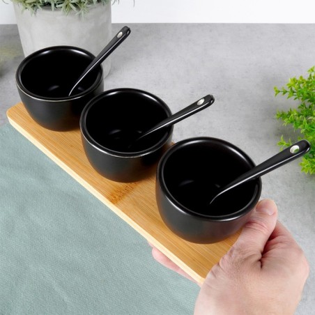 Keraamilised snäkikausid lusikaga, 90 ml, must | FreshDesign.ee