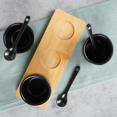 Keraamilised snäkikausid lusikaga, 90 ml, must | FreshDesign.ee