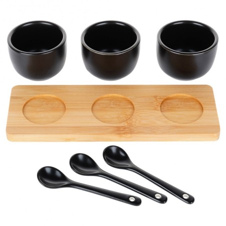 Keraamilised snäkikausid lusikaga, 90 ml, must | FreshDesign.ee