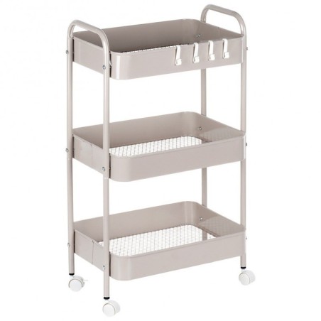 Ratastel riiul 44 x 29 x 76 cm metall beež MISTY