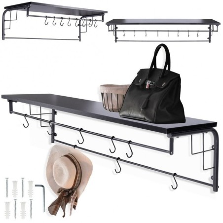 Nagi konksude ja riiuliga 110 x 30 x 28.5 cm, must