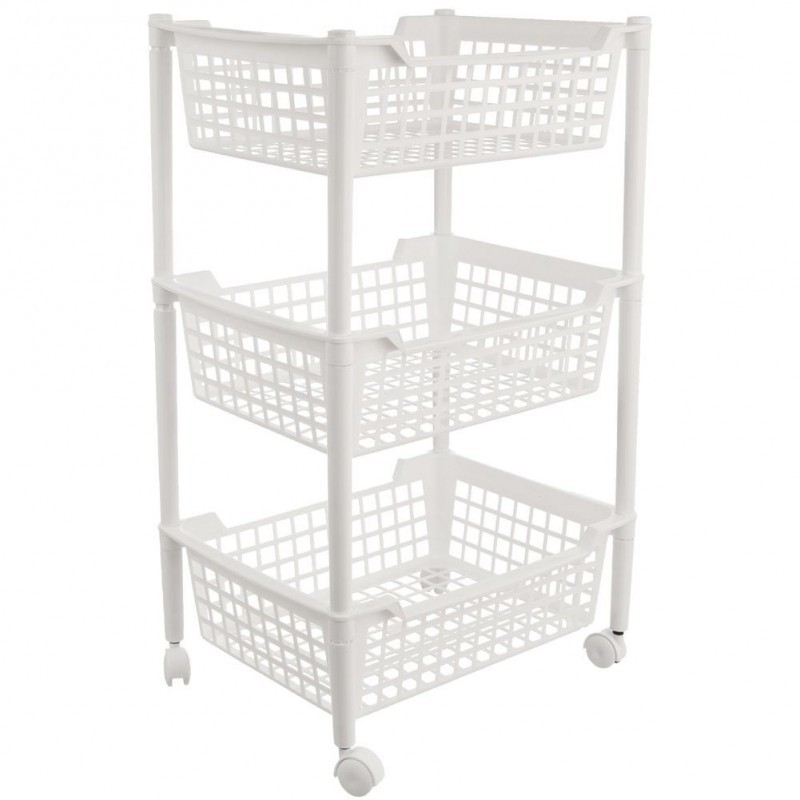 Ratastel riiul panipaik 40x33x66 cm, valge | FreshDesign.ee